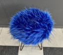 Blau , flauschiger Hocker mit Haarnadelbeinen aus Messing, 1960er Jahre