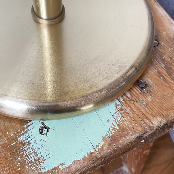 Image 1 of Große Lampe aus altem Glas mit goldenem Craquelé und Messingfuß