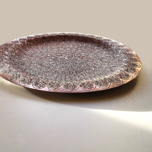 Vintage Hand Crafted Moorish Runde Kupfer Tablett
