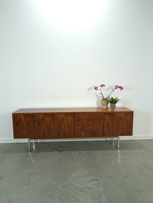 Sideboard Rio Palisanderfurnier mit Chromfüßen und Schubladen