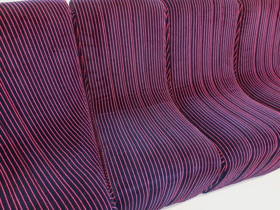 Image 1 of Vintage Snake Modulsofa bestehend aus 11 Modulen Chauffeuse Und 3 Hocker Aus Velours Stoff Aus Den 70er Jahren 80er Jahre