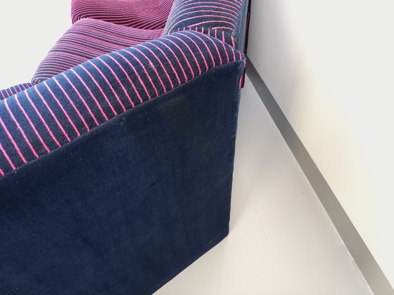 Image 1 of Vintage Snake Modulsofa bestehend aus 11 Modulen Chauffeuse Und 3 Hocker Aus Velours Stoff Aus Den 70er Jahren 80er Jahre