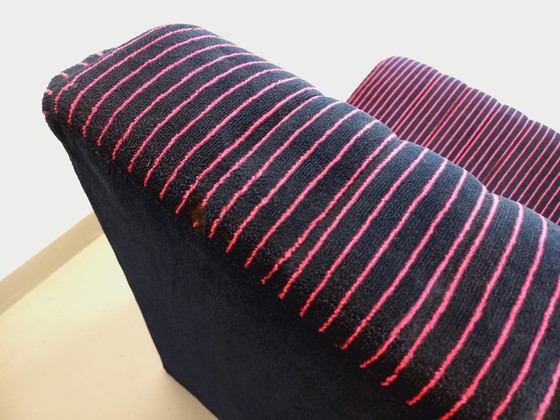 Image 1 of Vintage Snake Modulsofa bestehend aus 11 Modulen Chauffeuse Und 3 Hocker Aus Velours Stoff Aus Den 70er Jahren 80er Jahre