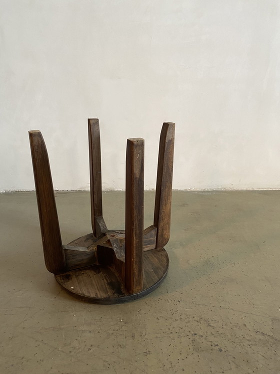 Image 1 of Mid-Century Holzhocker, Frankreich, 1950er