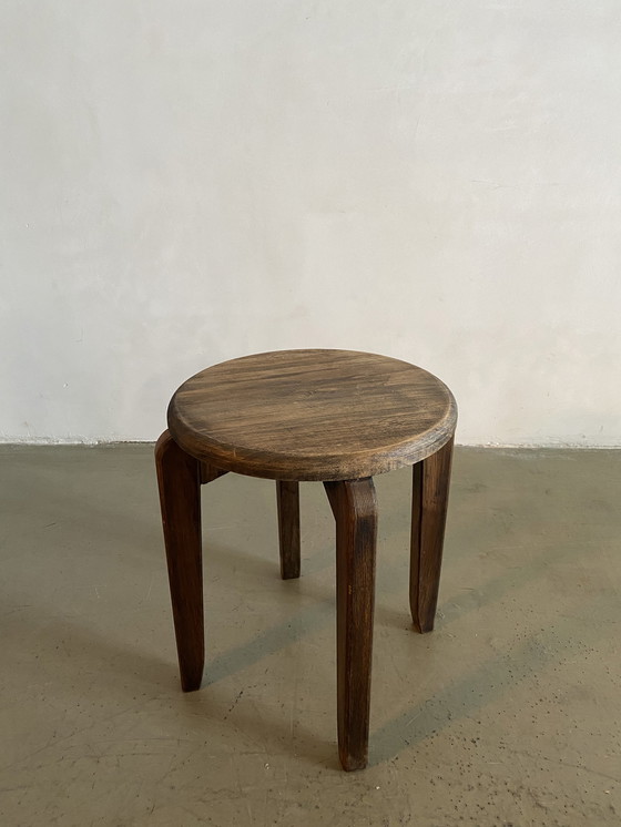 Image 1 of Mid-Century Holzhocker, Frankreich, 1950er