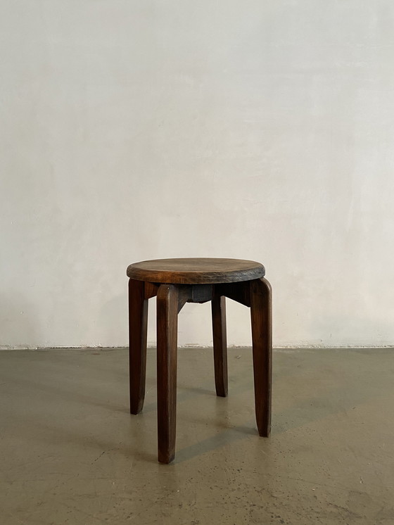 Image 1 of Mid-Century Holzhocker, Frankreich, 1950er