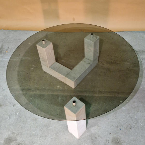 Image 1 of Postmoderner Couchtisch aus Marmor und Glas, Italien 1970er Jahre