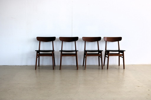 4x Farstrup Esszimmerstühle – eetkamerstoelen, Skai, Wood, Vintage