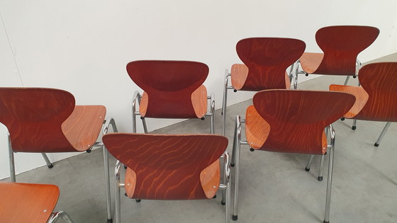 Image 1 of 8x Eromes Pagholz stapelbarer Designerstuhl