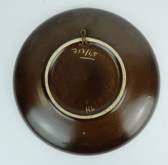 Image 1 of kleine Vintage Ruscha 1960er Jahre Wandteller Schüssel rote Blumen mit Blättern Fat Lava