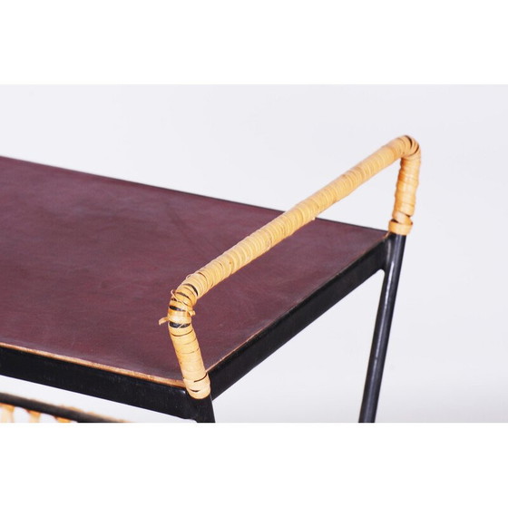 Image 1 of Mid Century Beistelltisch aus Metall und Rattan, 1960er Jahre