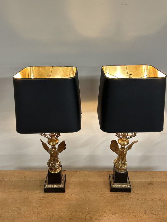 Image 1 of 2 Vintage Hollywood Regency Eagle Tischlampen von Deknudt