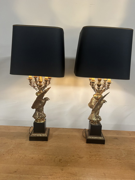Image 1 of 2 Vintage Hollywood Regency Eagle Tischlampen von Deknudt