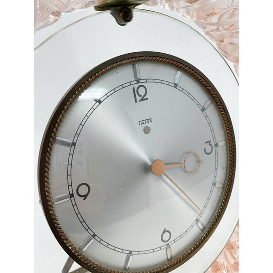 Image 1 of Mid-Century Art Deco Tischuhr aus Muranoglas, 1950er Jahre