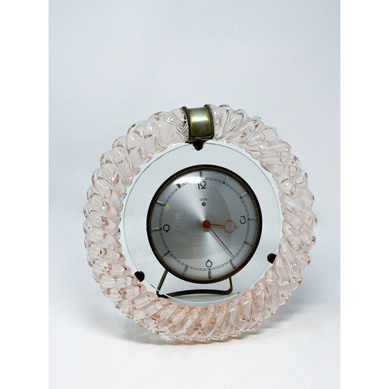 Image 1 of Mid-Century Art Deco Tischuhr aus Muranoglas, 1950er Jahre