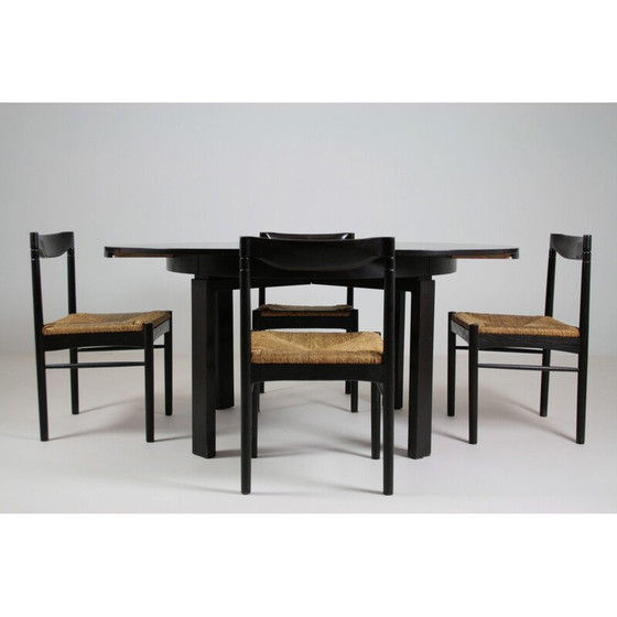Image 1 of Vintage Esszimmergarnitur in schwarzem Lack, Italien 1970