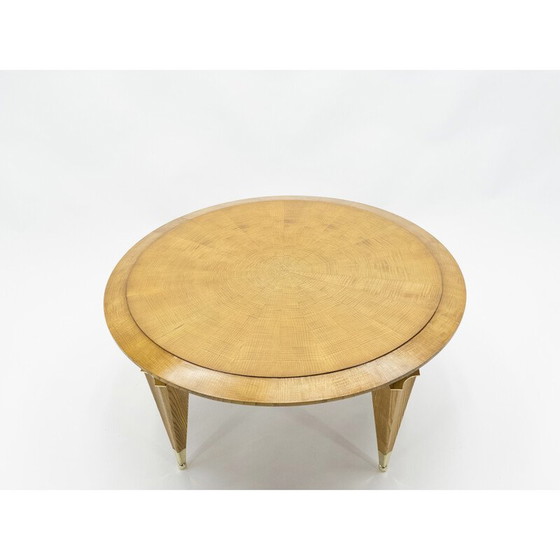 Image 1 of Vintage-Couchtisch aus geflammtem Eschenholz und Messing von André Arbus, 1940