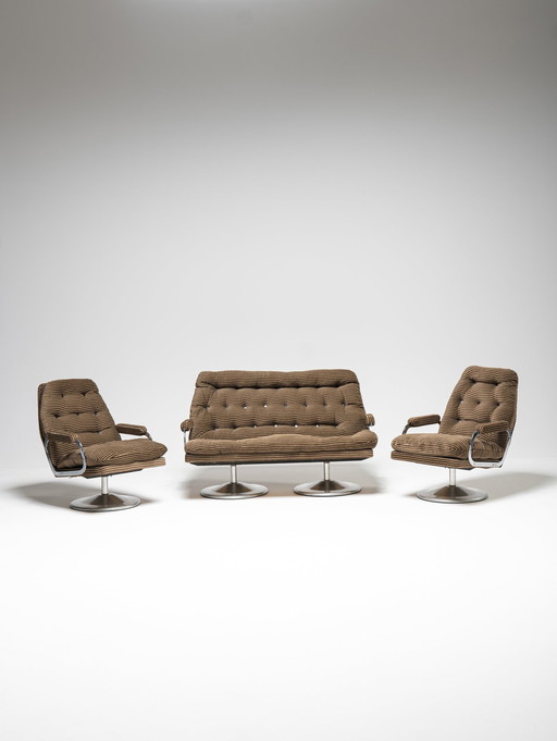 Weltraumzeitalter Sofa und Sessel Set, Ungarn, 1950er Jahre