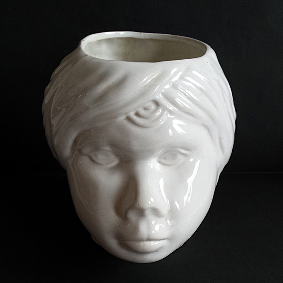 Image 1 of Italienische Vase / Jardiniere "Testa di Moro" im Stil von Fornasetti, 1960er Jahre