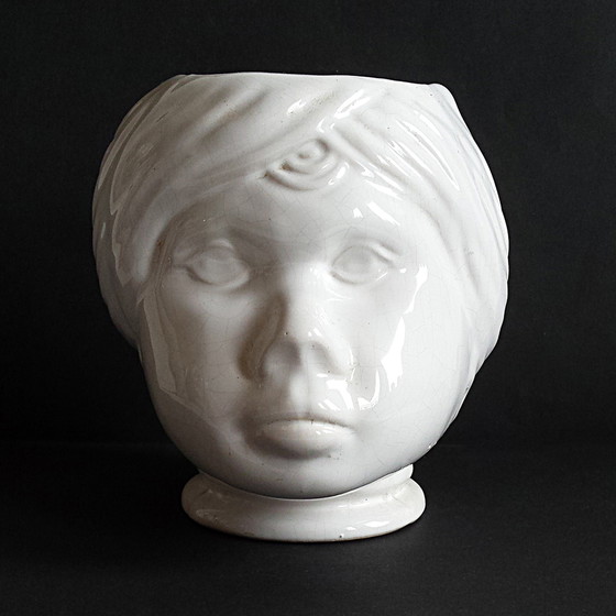 Image 1 of Italienische Vase / Jardiniere "Testa di Moro" im Stil von Fornasetti, 1960er Jahre