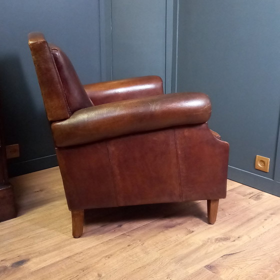 Image 1 of Zeitloser Schafsfell-Clubsessel im Art-Deco-Stil