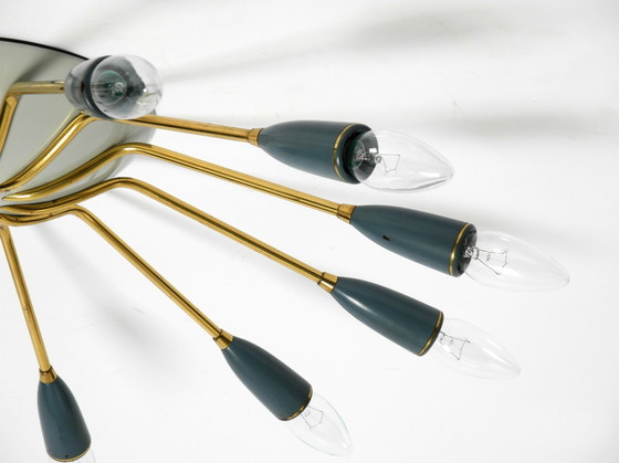Image 1 of Sehr schöne große 12-armige Mid-Century Modern Messing Sputnik-Deckenlampe