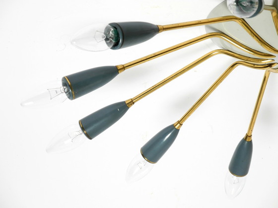 Image 1 of Sehr schöne große 12-armige Mid-Century Modern Messing Sputnik-Deckenlampe