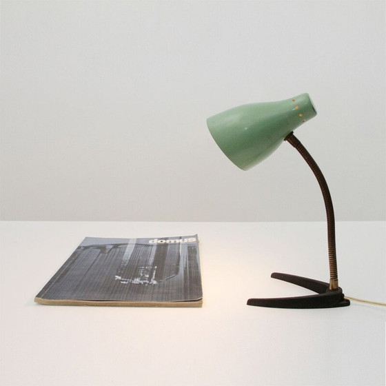 Image 1 of Vintage Messing und farbigen Schatten italienische Tischlampe