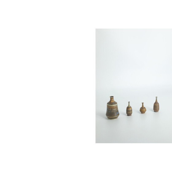 Image 1 of Satz von 4 Vasen aus braunem Steingut von Gunnar Borg für Höganäs Ceramics, Schweden 1960