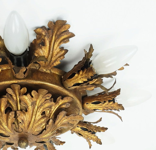 vintage italienisch deckenleuchte florentine lampe metall blätter