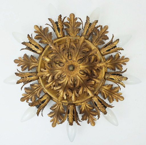 vintage italienisch deckenleuchte florentine lampe metall blätter