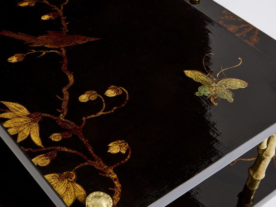Image 1 of Maison Baguès Bambus Bronze Chinoiserie lackiert End Tabellen 1940s