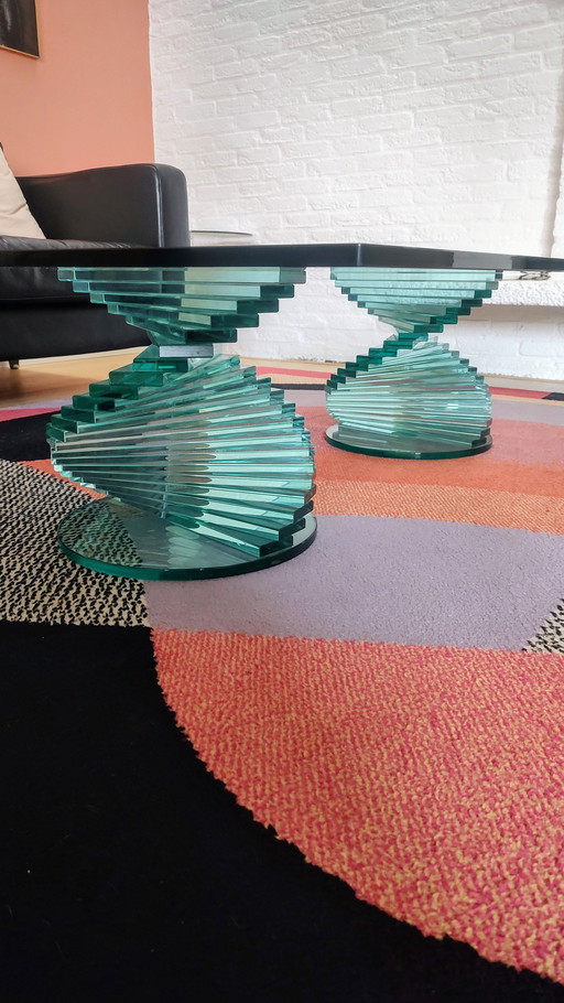 Post Modern Glas Spirale Couchtisch 1980s