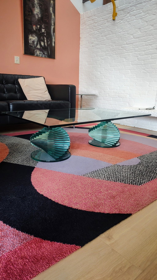 Post Modern Glas Spirale Couchtisch 1980s