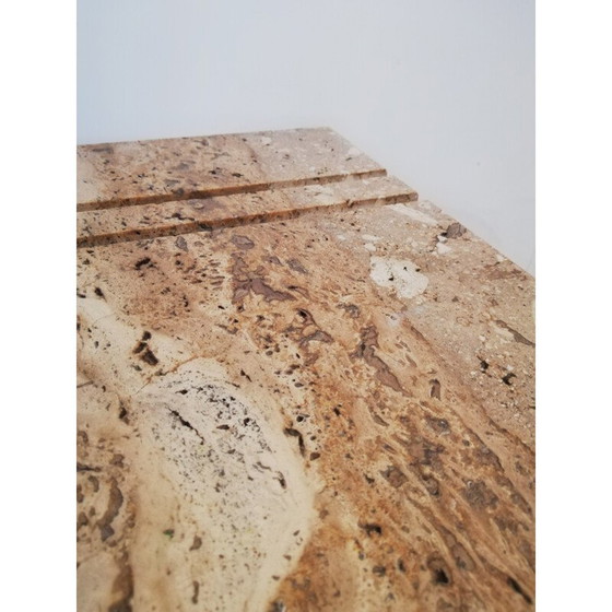 Image 1 of Vintage Couchtisch aus geriffeltem Travertin, Italien 1970er