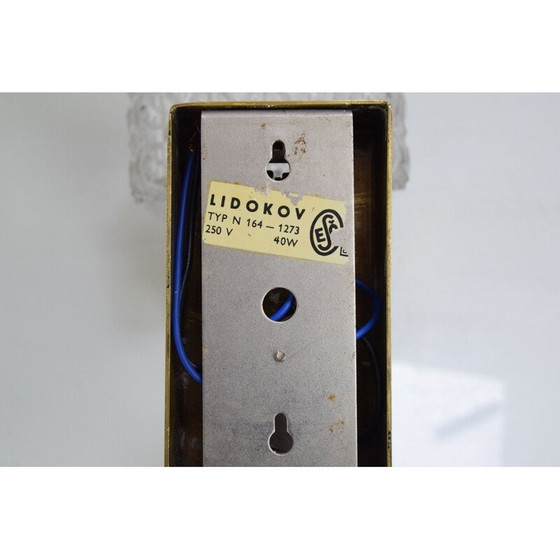 Image 1 of Wandleuchte aus Glas und Messing von Lidokov, Tschechoslowakei 1960