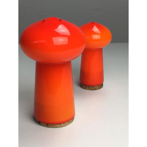 Image 1 of Vintage mundgeblasenes dänisches Salz- und Pfefferset aus Glas von Michael Bang für Holmegaard, 1970er Jahre