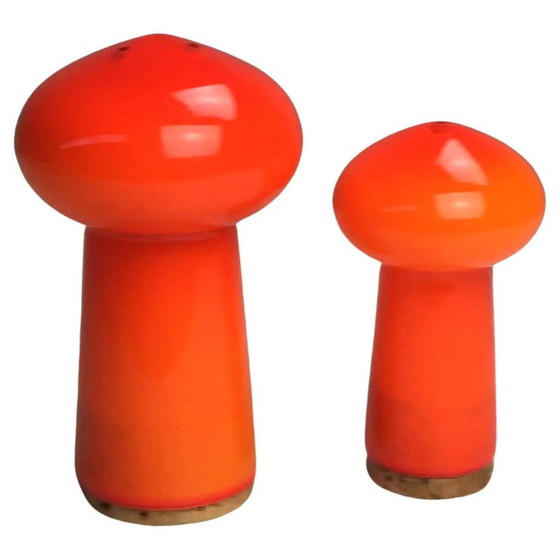 Image 1 of Vintage mundgeblasenes dänisches Salz- und Pfefferset aus Glas von Michael Bang für Holmegaard, 1970er Jahre
