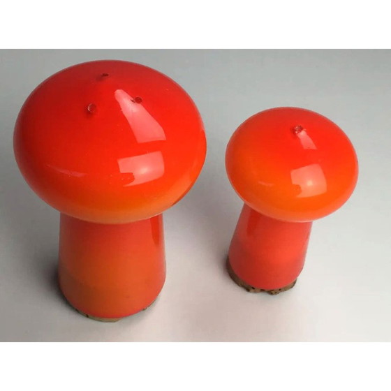 Image 1 of Vintage mundgeblasenes dänisches Salz- und Pfefferset aus Glas von Michael Bang für Holmegaard, 1970er Jahre
