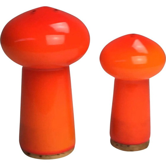 Image 1 of Vintage mundgeblasenes dänisches Salz- und Pfefferset aus Glas von Michael Bang für Holmegaard, 1970er Jahre