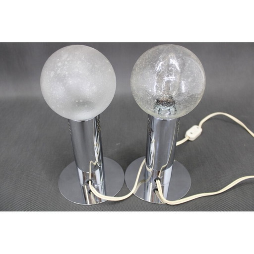 Paar alte Chromstahl-Lampen, Italien 1970