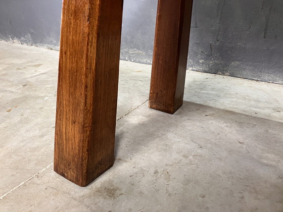 Image 1 of Brutalist Eiche Siebziger Jahre Beistelltisch Couchtisch Bank