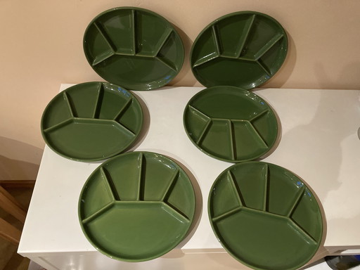 Satz von 6 Vintage Fondue-Platten Gertz West Deutschland