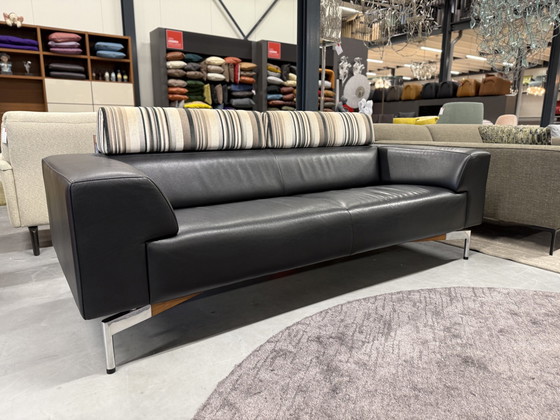 Image 1 of Leolux Howlo Sofa 3 Sitzer Schwarz Leder Braun Stoff