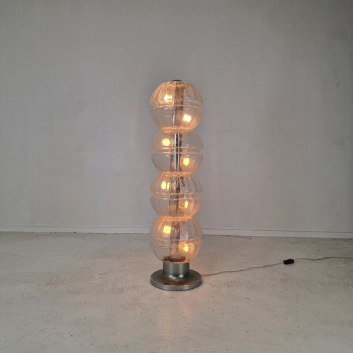 Vintage Space Age Glas Stehlampe, Italien 1980