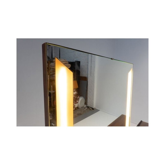 Image 1 of Vintage Schminktisch aus Holz mit Blitzspiegel, Italien 1960