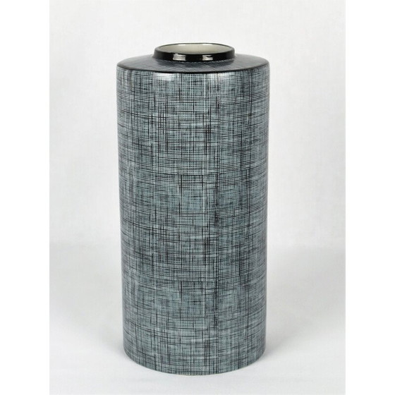 Image 1 of Schwarze und graue Porzellanröhrenvase von François Bernard, 1990