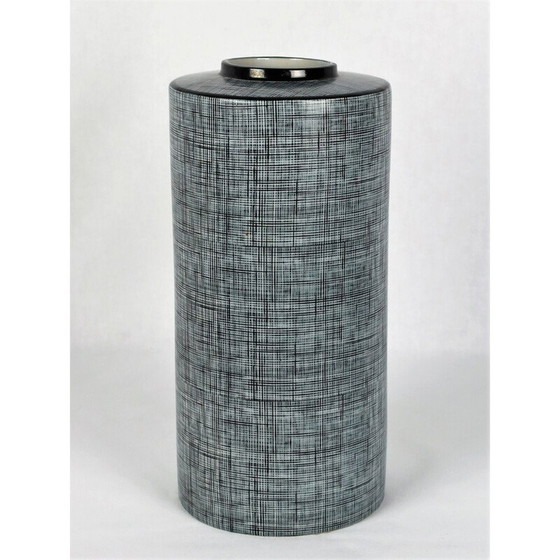 Image 1 of Schwarze und graue Porzellanröhrenvase von François Bernard, 1990