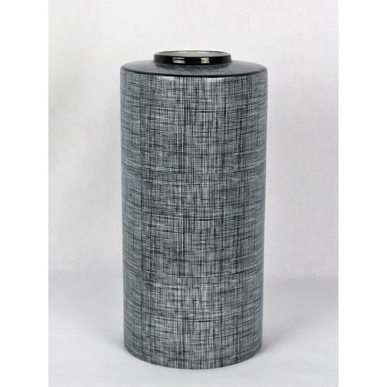 Image 1 of Schwarze und graue Porzellanröhrenvase von François Bernard, 1990