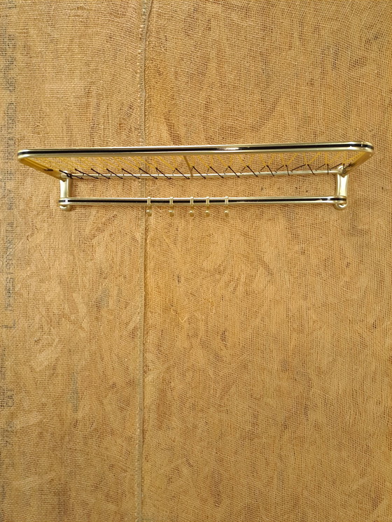 Image 1 of Zug Wandgarderobe Gold Farbe mit Haken und Regal, Nr. 1